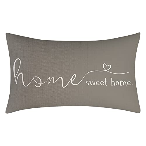 Home Sweet Home Quotes Farmhouse Pillow Covers (20" x 12" (Pack of 1) / Grey)
