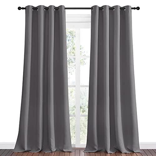 Bedroom Blackout Curtains Panels (Grey / 55"W x 96"L (Pack of 2))