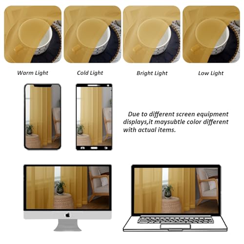 Gold Sheer Curtains 84 Inches Long 2 Panels (Gold / 59"W x 84"L (Pack of 2))