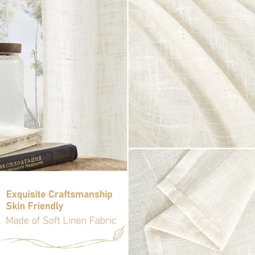 Semi Sheer Cream Linen Curtains 36 Inch Length 2 Panels 34x36 Inch (Cream / 34"W x 36"L (Pack of 2))