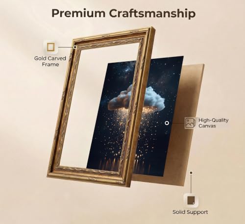 Vintage Gold Framed Moody Cloud Wall Art (cloud / 11"LX9"W)