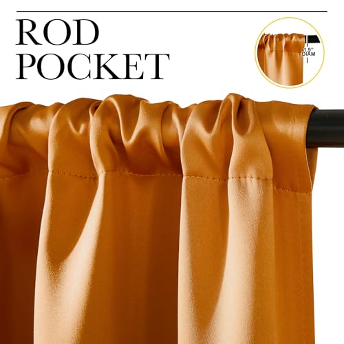 Room Darkening Cafe Satin Curtains for Small Windows (Orange / 42"W x 36"L (Pack of 2))