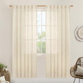 Beige Faux Linen Curtains for Doorway Living Room 2 Panels Set (Beige / 52"W x 80"L (Pack of 2))
