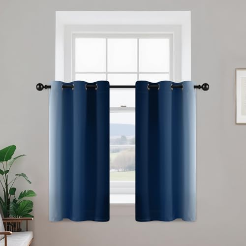 Ombre Curtains Blue and Greyish White for Living Room (42"W x 36"L (Pack of 2) / Blue)