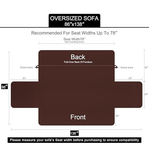 Large Sofa Cover Reversible Couch Cover (Khaki/Light Grey / 78"sofa Xl - Xl Large)