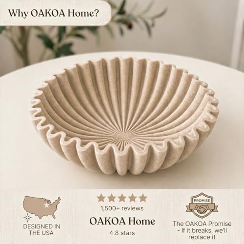 Large Decorative Bowl for Home Decor (Beige Resin)