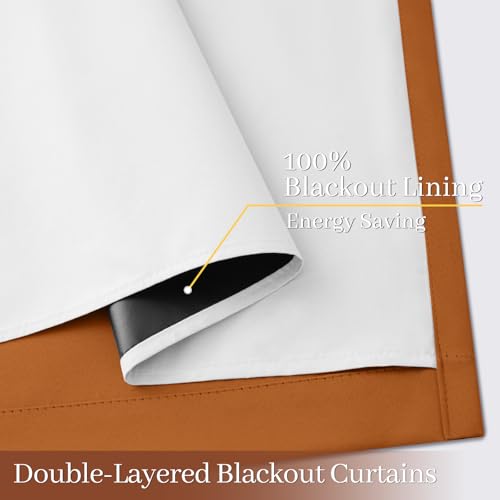 Burnt Orange 100% Blackout Curtains 84 Inches Long 50" Wide 2 PCS (50"W x 84"L (Pack of 2) / Burnt Orange With White Backing)