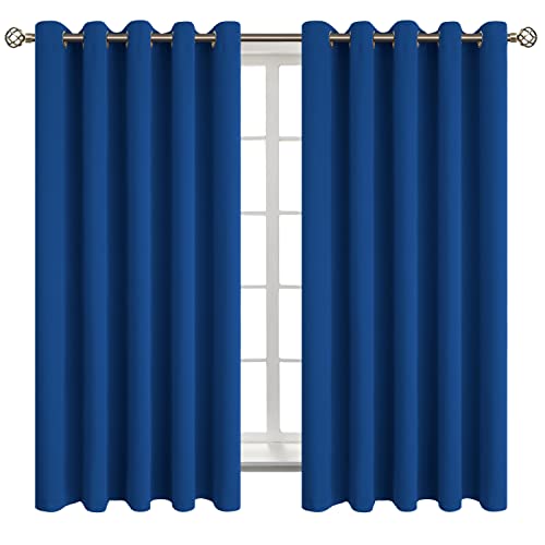 Royal Blue Blackout Curtains for Bedroom 63 Inch Long (Royal Blue / 70"W x 63"L (Pack of 2))