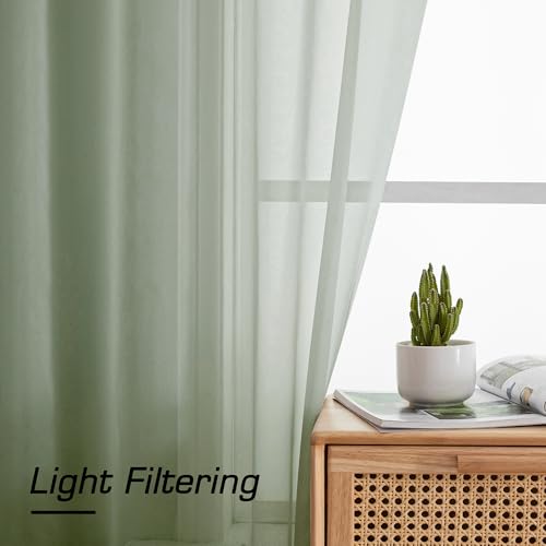 Sage Green Sheer Curtains (Sage Green / 59"W x 63"L (Pack of 2))