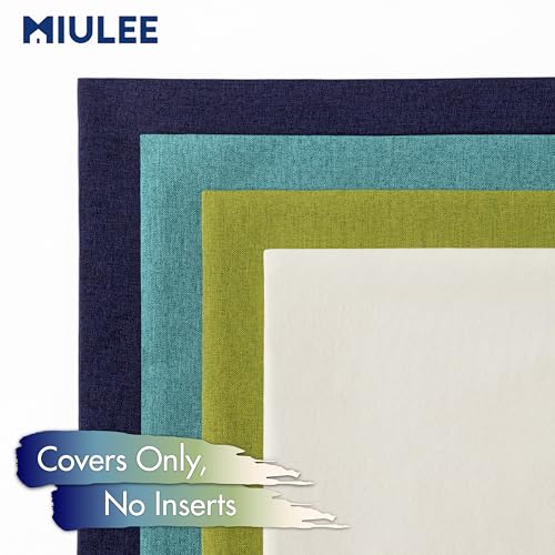 Pack of 4 Decorative Outdoor Throw Pillow Covers Linen Waterproof Pillow Covers Summer Farmhouse Cushion Cases for Patio Garden Tent Balcony Couch Sofa 16x16 Inch Blue Green (16" x 16" (Pack of 4) / Blue Green)