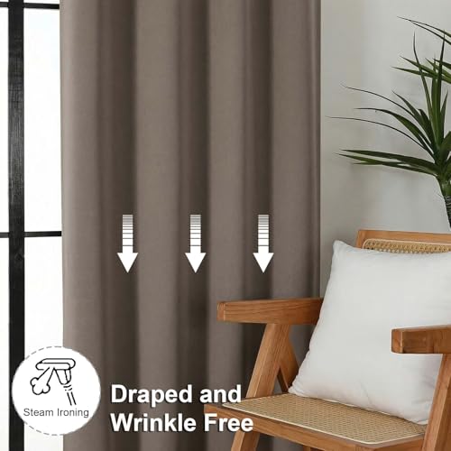 Ava Latte Blackout Curtains for Bedroom 84 Inch Length 2 Panels Set (Latte / 40"W x 84"L (Pack of 2))