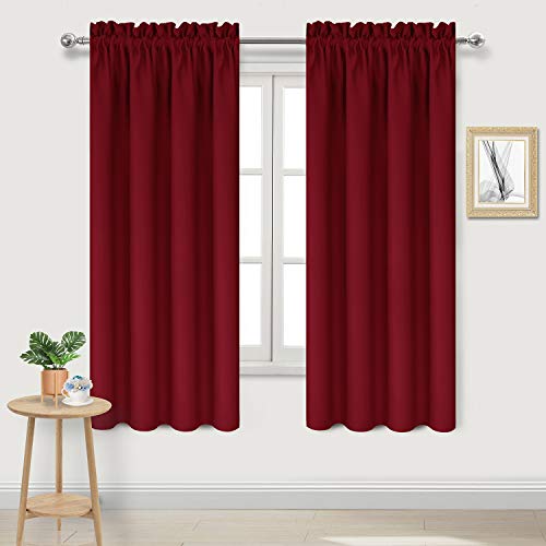 Blackout Curtains for Bedroom Living Room 38 x 72 Inch Long Burgundy (Burgundy / 38"W x 72"L (Pack of 2))