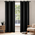 Black Blackout Bedroom Curtains 90 Inch Long Light Blocking (Black / 42"W x 90"L (Pack of 2))