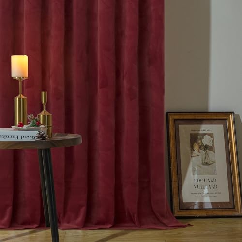 Extra Long Velvet Curtains 108 Inch Length for Living Room (Burgundy / 52"W x 108"L (Pack of 2))