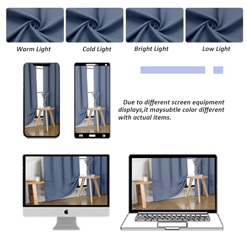 Ava Denim Blue Blackout Curtains for Bedroom 96 Inches Long 2 Panels (Denim Blue / 40"W x 96"L (Pack of 2))