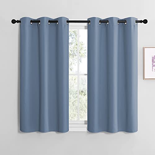 Kitchen Curtains Small Window Curtains & Drapes (Stone Blue / 42"W x 40"L (Pack of 2))