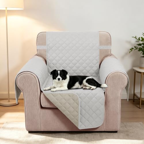 Reversible Recliner Chair Covers (Light Grey/Beige / 23'' Chair)
