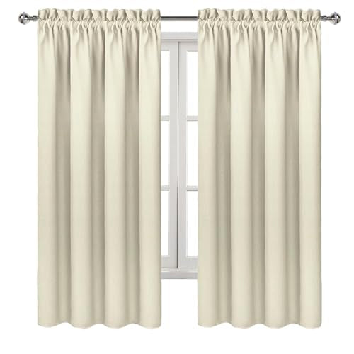 Blackout Curtains for Bedroom 42 x 63 Inch Long Light Beige 2 Panels (Light Beige / 42"W x 63"L (Pack of 2))