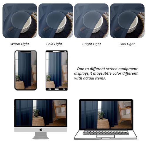 Navy Blue Sheer Curtains 84 Inches Long 2 Panels (Navy Blue / 42"W x 84"L (Pack of 2))