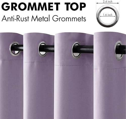 Lilac Blackout Bedroom Curtains Drapes 84 Inch Long 52"x84" (Lilac / 52"W x 84"L (Pack of 2))