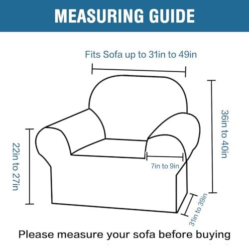 Stretch Velvet Armchair Cover Couch Covers 1 Cushion Chair Slipcover for Living Room Furniture Cover Crafted from Thick Comfy Rich Velour (French Oak / Armchair)
