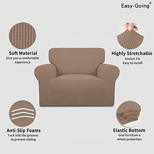 Stretch Oversized Chair Slipcover with Arm Washable Camel (Small-XL Chair / Camel)