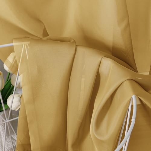 Sheer Gold Curtains 90 inches Long 2 Panels (Gold / 42"W x 90"L (Pack of 2))