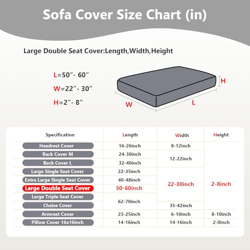 Couch Cushion Covers for Sofa Couch Covers Wear (Texture-light Gray / Large Double Seat Cover)