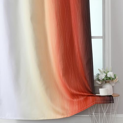 Burnt Orange and Greyish White Ombre Blackout Curtains 52Wx96L Inch Long (Burnt Orange and Greyish White / 52"W x 96"L (Pack of 2))