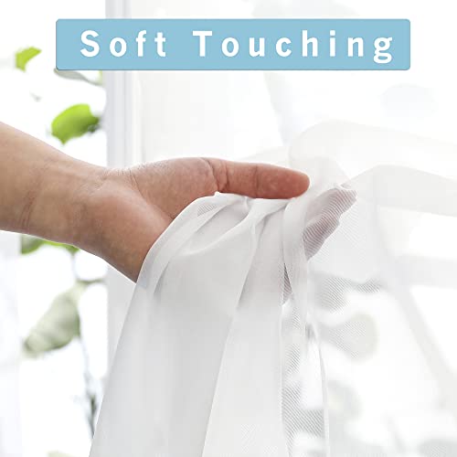 White Sheer Curtains 68 Inch Length 2 Panels Set for Bedroom Living Room (White / 42"W x 68"L (Pack of 2))