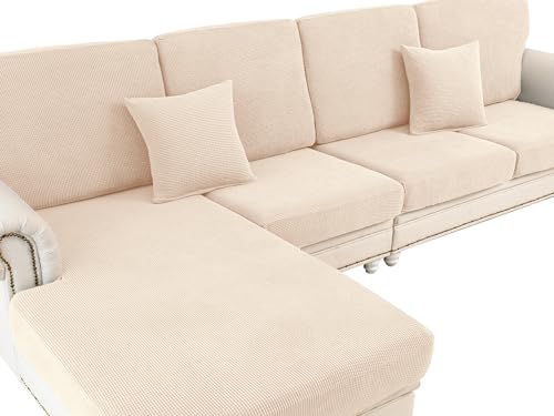 Couch Cushion Cover Loveseat Cover or 2 Seat Sofa Cover Washable Stretch Sectional Sofa Slipcover (Natural / Loveseat Cover)