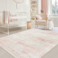 Pink Washable Rugs 5x7 Area Rugs for Living Room (5' x 7' (Rectangular) / Pink-white)