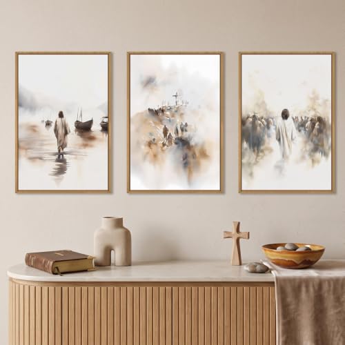 Large Jesus Christian Framed Canvas Wall Art (Christian Jesus Wall Art / 24"L x 36"W)