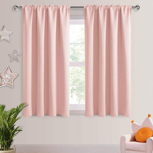 Blackout Curtains for Bedroom 52 x 54 Inch Long Blush Pink 2 Panels (Blush Pink / 52"W x 54"L (Pack of 2))