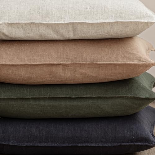 Linen Solid Decorative Throw Pillow Cover 22x22 Inch Dark Green (22" x 22" (Pack of 2) / Rifle Green)