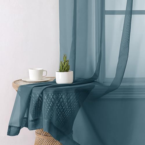 Dusty Blue Sheer Curtains 45 inches Long (42"W x 45"L (Pack of 2) / Dusty Blue)