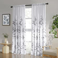 Light Grey and White Privacy Sheer Curtains (Leaves-light Grey / 52"W x 96"L (Pack of 2))