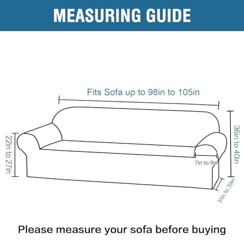 Stretch Velvet Sofa Covers Large Couch Covers Sofa Slipcovers Furniture Protector with Non Slip Elastic Bottom Feature Thick Comfy Rich Velour (Caramel Cafe / XL Sofa)