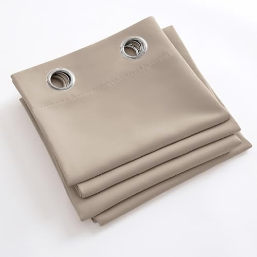 Taupe Blackout Bedroom Curtains Drapes 96 Inch Long 52"x96" (Taupe / 52"W x 96"L (Pack of 2))