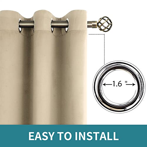 Beige Room Darkening Curtains 63 Inch for Bedroom (Beige / 46"W x 63"L (Pack of 2))
