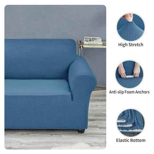 Stretch Loveseat Couch Cover Slipcover (Niagara / Medium（55"-78"))