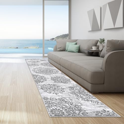 HEBE Hallway Runner Rug 2'8''x12' (Grey / 2'8" x 12' (Rectangular))