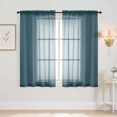 Window Sheer Curtains 54 inch Length (42"W x 54"L (Pack of 2) / Dusty)