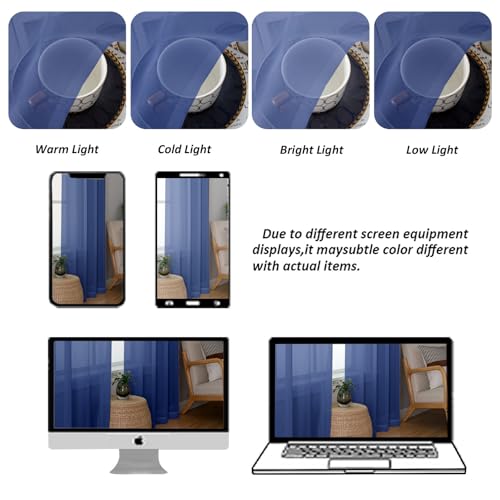 Royal Blue Sheer Valances for Windows (Royal Blue / 42"W x 16"L (Pack of 2))