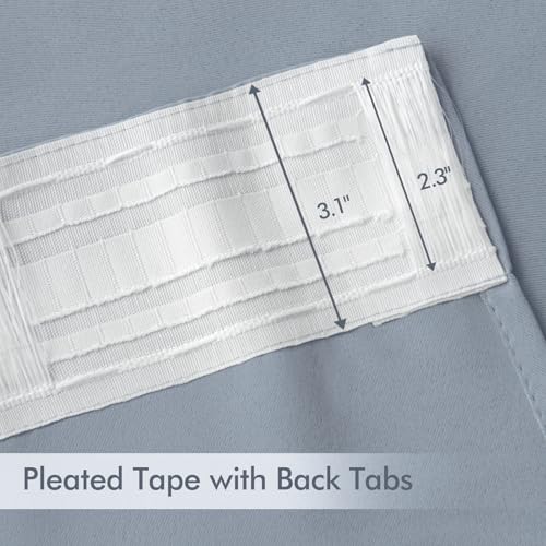 Light Blue Back Tab Blackout Curtains 52x96 Inch Long 2 Panels Set (Light Blue / 52"W x 96"L (Pack of 2))