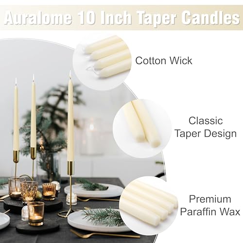 10 Inch Ivory Taper Candles (12-Ivory / 12 Pcs)