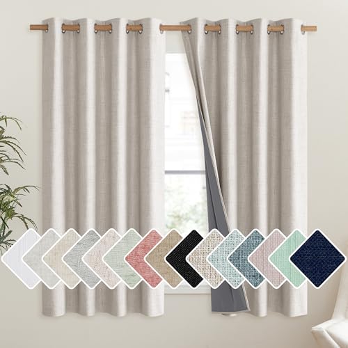 Brich Vintage Open Linen Weave Flax Thermal Curtains (52"W x 45"L (Pack of 2) / Brich)