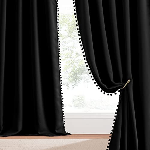 2 Panels Blackout Curtains (Jet Black / 42"W x 84"L (Pack of 2))