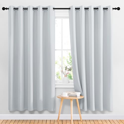 Blackout Curtains Panels (Greyish Purple / 66"W x 70"L (Pack of 2))