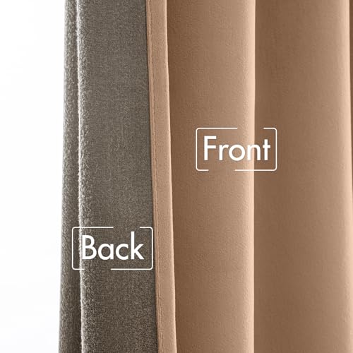 Blush Beige Velvet Curtains 52x90 inches Luxury Blackout Curtains (Blush Beige / 52"W x 90"L (Pack of 2))
